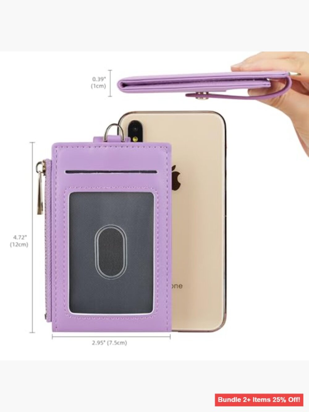 Slim RFID Blocking Card Holder Wallet with Keychain Front Pocket - Picture 4 of 7